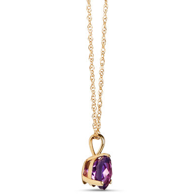 Classic 18-Inch Amethyst Pendant Necklace, 14K Yellow Gold