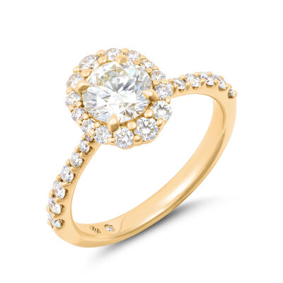 Bella Ponte Round Diamond Halo Engagement Ring, 18k Yellow Gold