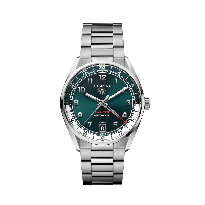 TAG Heuer Carrera Date Twin-Time Green Dial Watch, 41mm image number 0