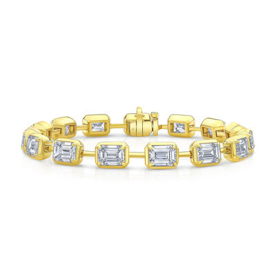 Emerald Cut Diamond Bracelet, 18K Yellow Gold
