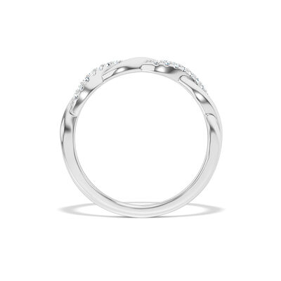 Classic Round Diamond Band with Twisted Shank, 0.08 Carat Total Weight, 14K White Gold Size 6.5