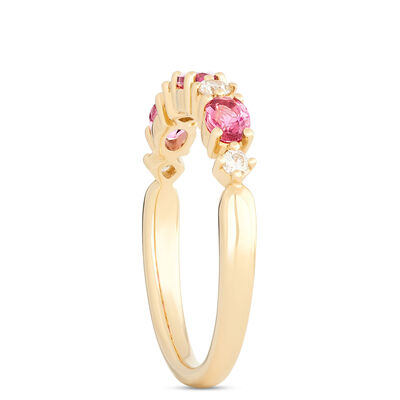Classic Oval Tourmaline and Diamond Ring, 0.15 Carat Total Weight, 14K Yellow Gold