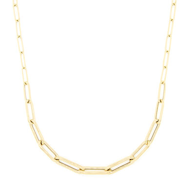 Toscano 18-Inch Graduated Paperclip Link Chain, 14K Yellow Gold