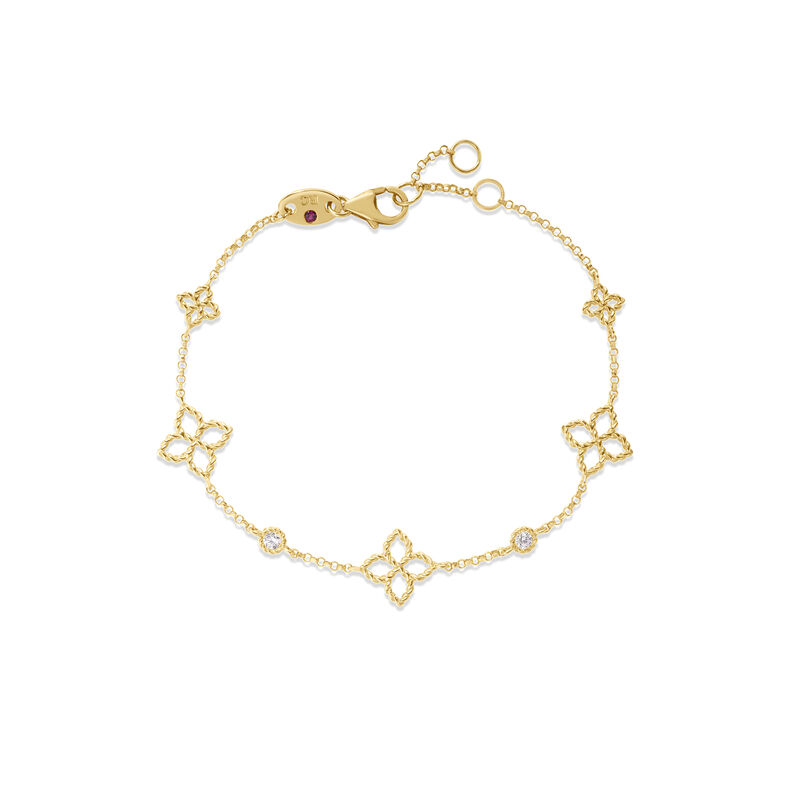 Roberto Coin 18K Yellow Gold Principessa Diamond And Flower Station Bracelet image number 0