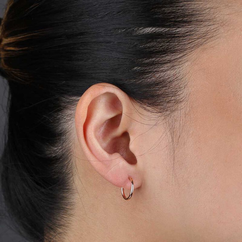 12MM Rose Gold Hoop Earrings 14K image number 2