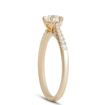 Round Diamond Engagement Ring, 14K Yellow Gold