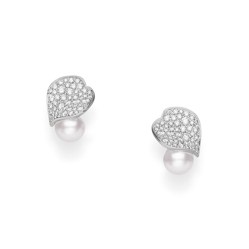 Mikimoto Les P&eacute;tales Place Vend&ocirc;me Diamond and Akoya Cultured Pearl Earrings image number 0