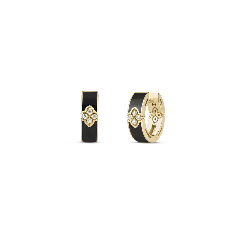 Roberto Coin 18K Yellow Gold Love In Verona Diamond And Enamel Hoop Earrings image number 0
