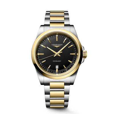 Longines Conquest Black Dial Watch, 41mm