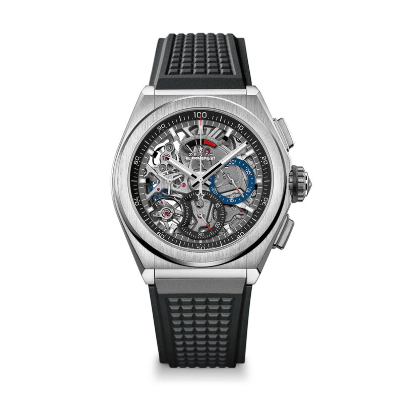 Zenith DEFY El Primero 21 Watch Open Dial Black Rubber Strap, 44mm image number 0