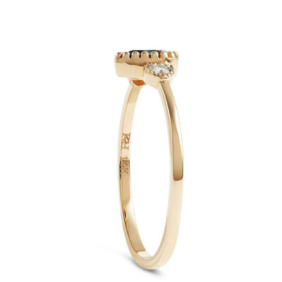 Pear Shaped Blue Topaz and Diamond Ring, 14K Yellow Gold