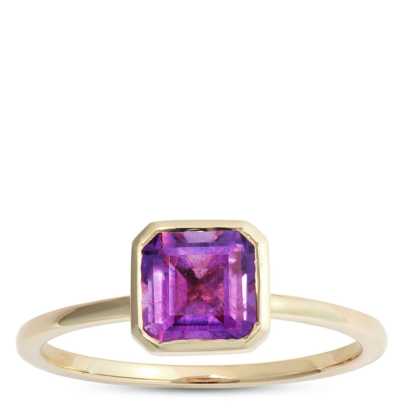 Square Bezel Set Amethyst Ring, 14K image number 0