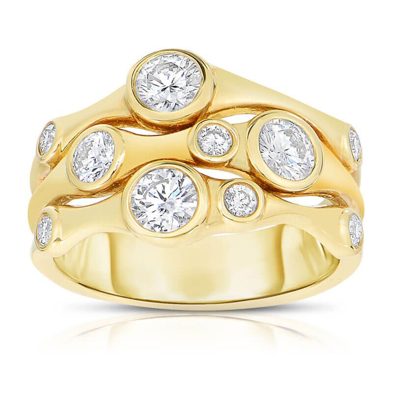 3-Row Bezel Set Diamond Ring 14K image number 0