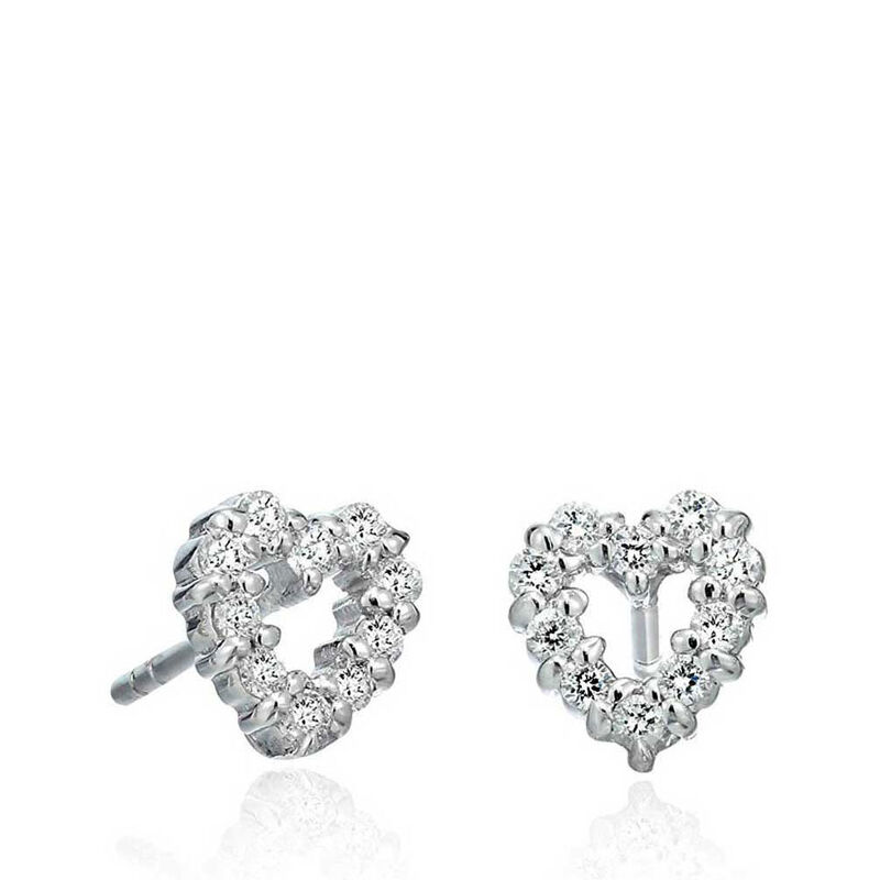 Roberto Coin Tiny Treasures Diamond Heart Stud Earrings 18K image number 0