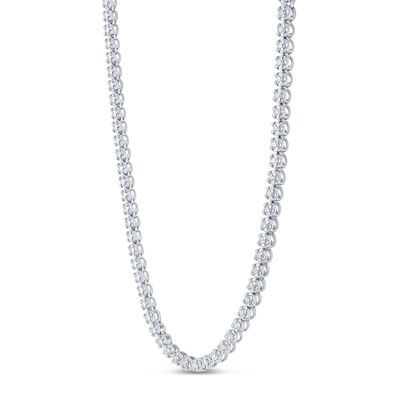 Classic Round Diamond Necklace, 5 Carat Total Weight, 14K White Gold