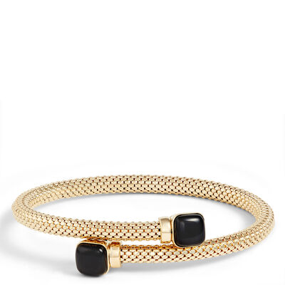 Toscano Flexy Onyx Tipped Bangle Bracelet, 14K Yellow Gold