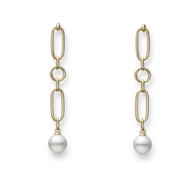 Mikimoto M Code Akoya Cultured Pearl Earrings in 18K Yellow Gold