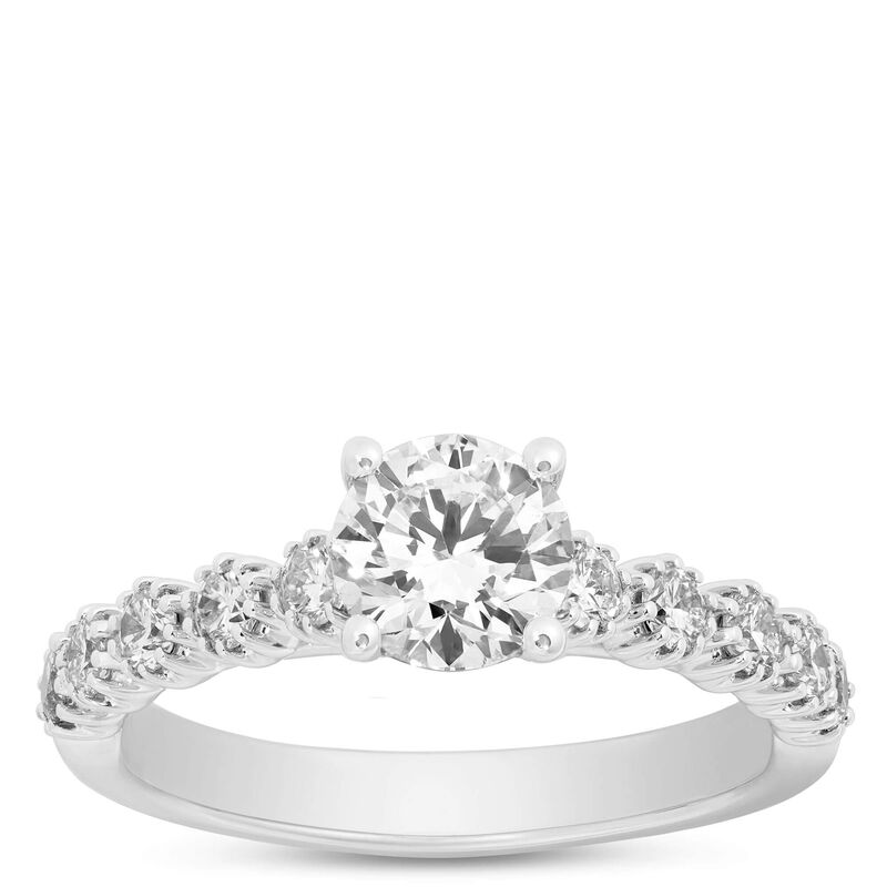 Round Cut Diamond Engagement Ring, 14K White Gold image number 0
