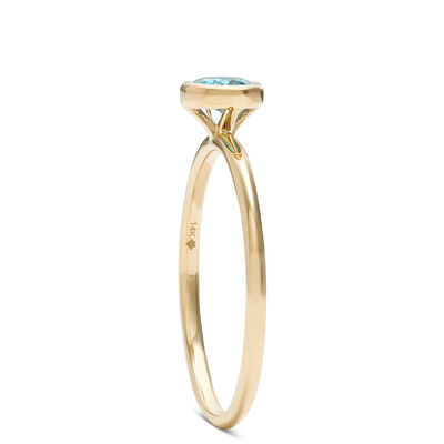 Oval Bezel Set Blue Topaz Ring, 14K