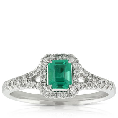 Emerald & Diamond Ring 14K