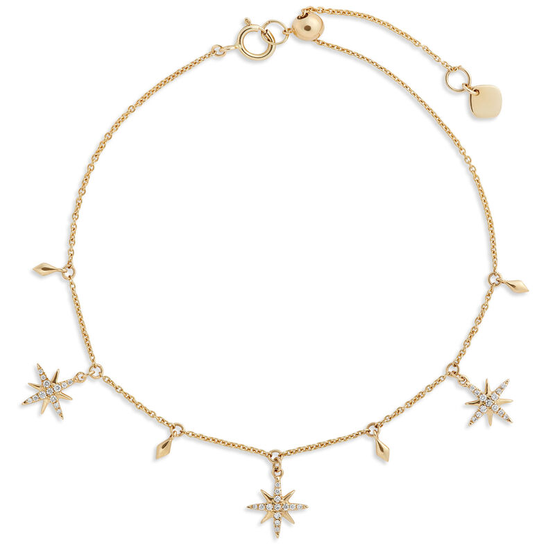 Star Cluster Diamond Dangles Bracelet, 14K Yellow Gold image number 0