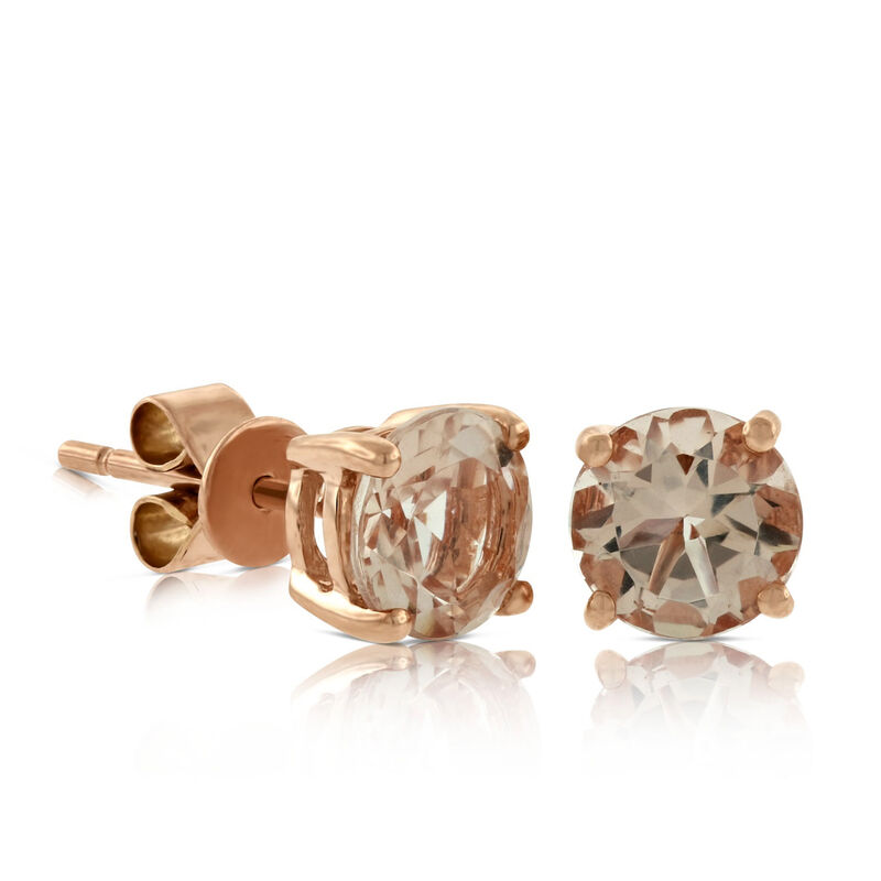 Rose Gold Morganite Stud Earrings 14K&nbsp; image number 0
