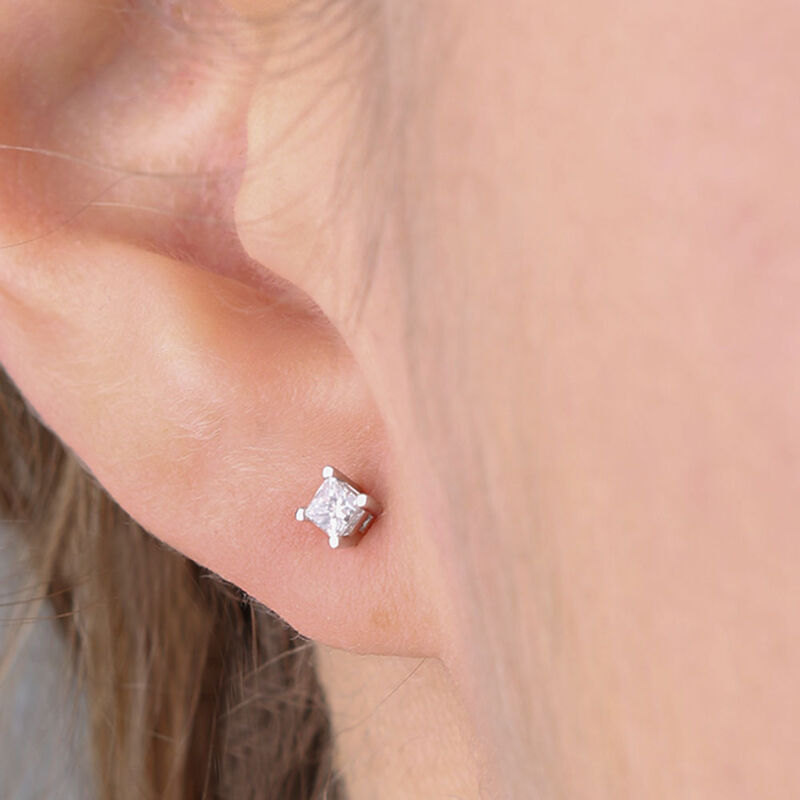 Princess Cut Diamond Studs, 1/4 Carat Total Weight, in 14K White Gold image number 2