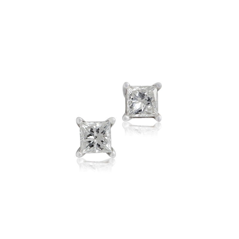 Princess Cut Diamond Studs, 1/4 Carat Total Weight, in 14K White Gold image number 0