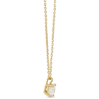Classic Round Diamond Pendant, 1 Carat Total Weight, 14K Yellow Gold