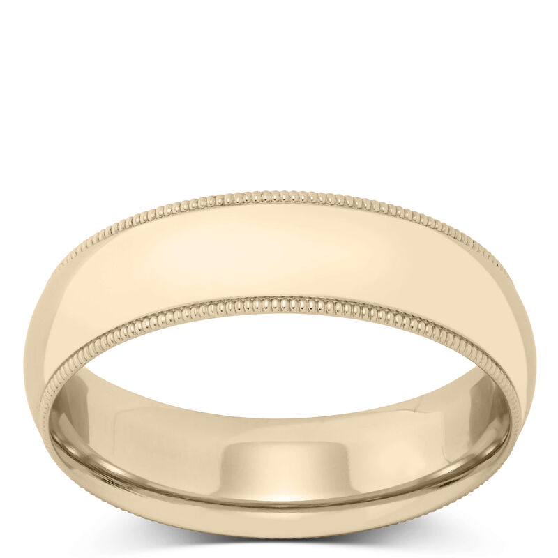 Yellow Gold Polished Milgrain Edge Comfort Fit 6mm Band 14K image number 0