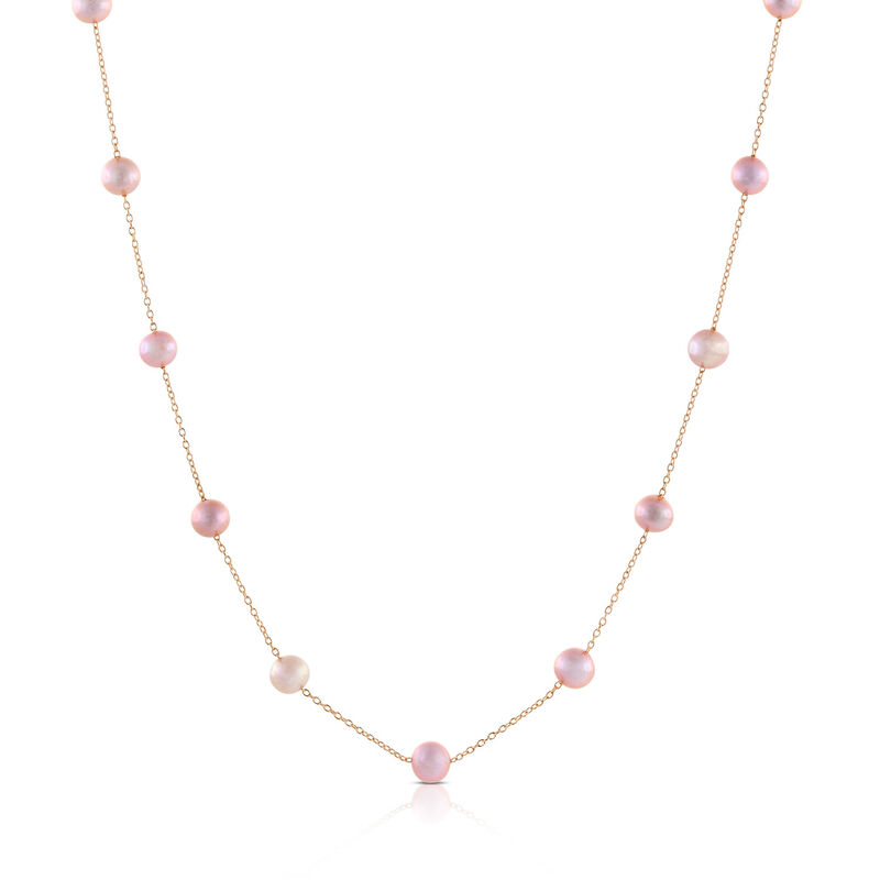 Rose Gold Freshwater Cultured Pearl Necklace 14K image number 0