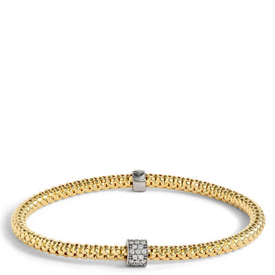 Toscano with Diamonds Stretchy Bracelet, 18K Yellow Gold
