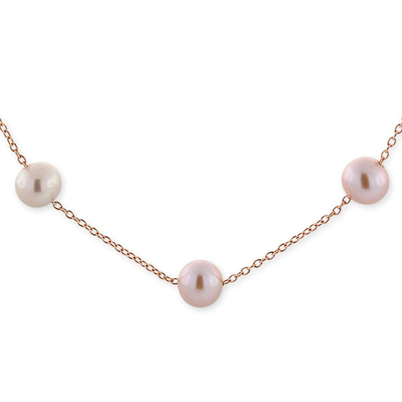 Rose Gold Freshwater Cultured Pearl Necklace 14K image number 1