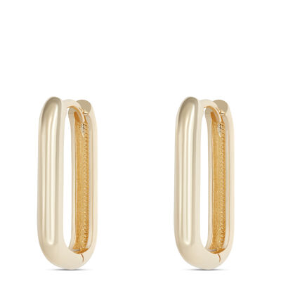 20MM Polished Oblong Hoops, 14k Yellow Gold
