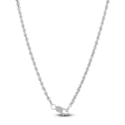 Bold 18-Inch Hollow Rope Link Necklace, 14K White Gold