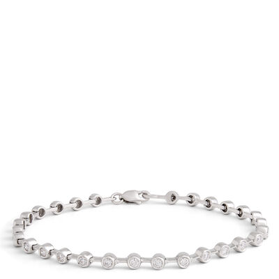 Bezel Set Diamond Tennis Bracelet, 7-inches, 14K White Gold