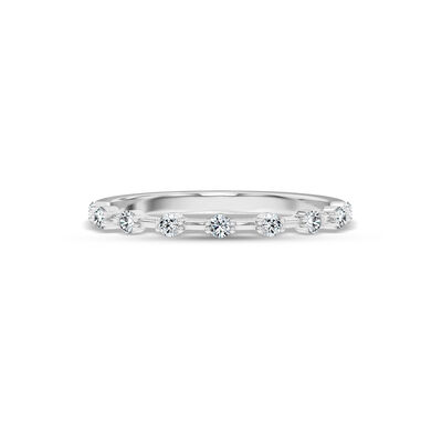 Classic Round Diamond Band, 1/10 Carat Total Weight, 14K White Gold Size 6.5