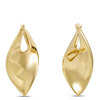 Toscano Long Ribbon Hoops, 14K Yellow Gold