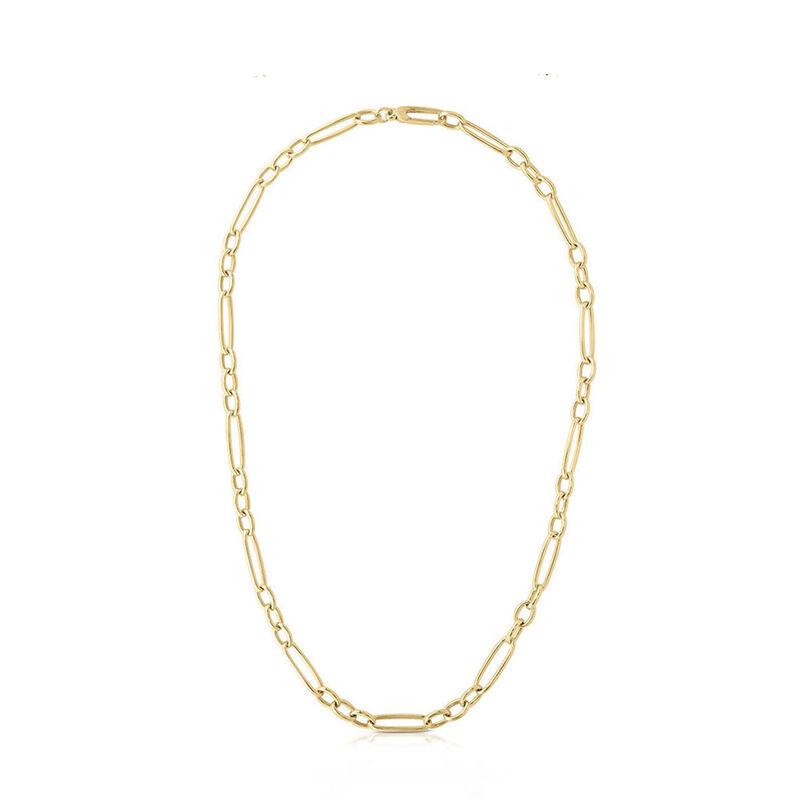 Roberto Coin 18K Yellow Gold Designer Gold Alternating Oval Link Chain Necklace image number 0