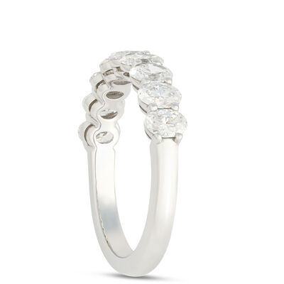 Oval Diamond Anniversary Ring, 1 ⅓ Carat Total Weight, Platinum