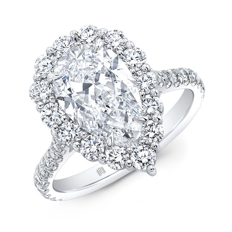Rahaminov Pear Shape Diamond Halo Engagement Ring, 18K White Gold&nbsp; image number 0