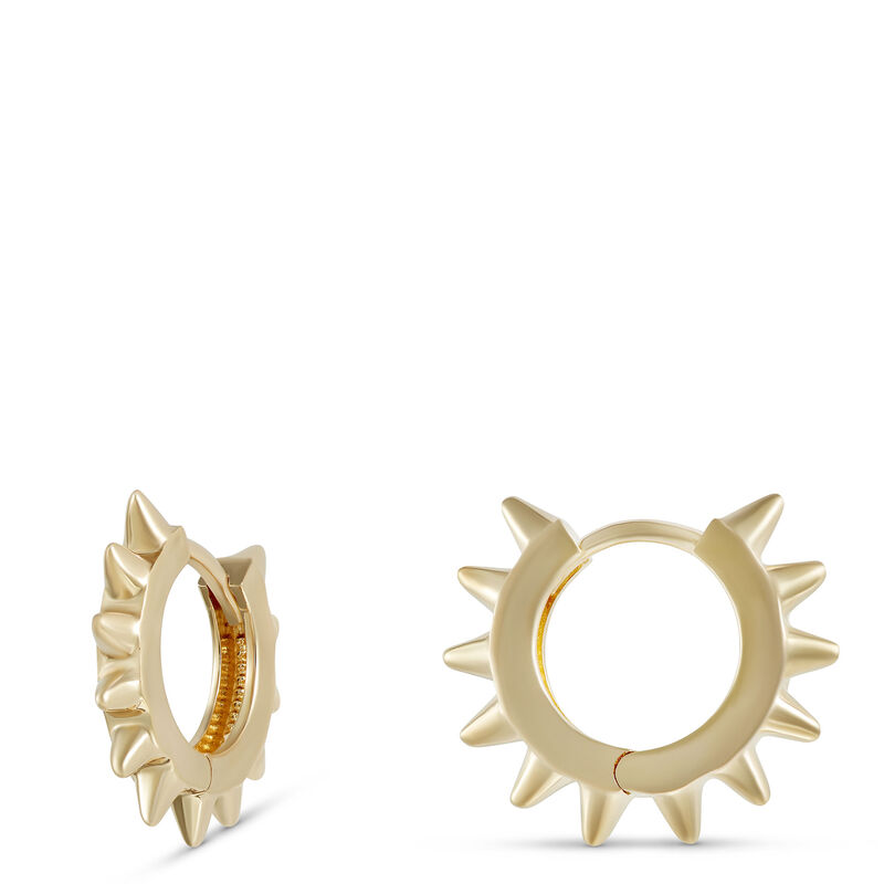 10MM Spike Hoop Earrings, 14K Yellow Gold image number 0