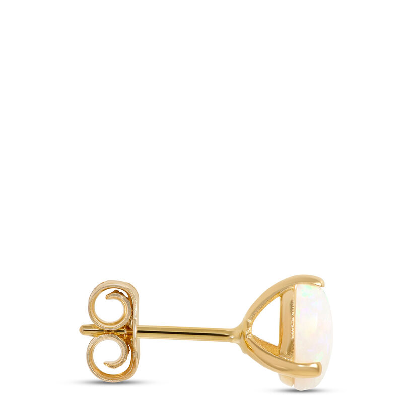 Classic Round Opal Studs, 14K Yellow Gold image number 1