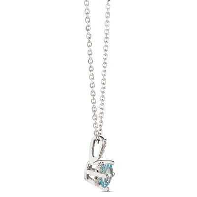 Classic Round Aquamarine Necklace, 14K Yellow Gold