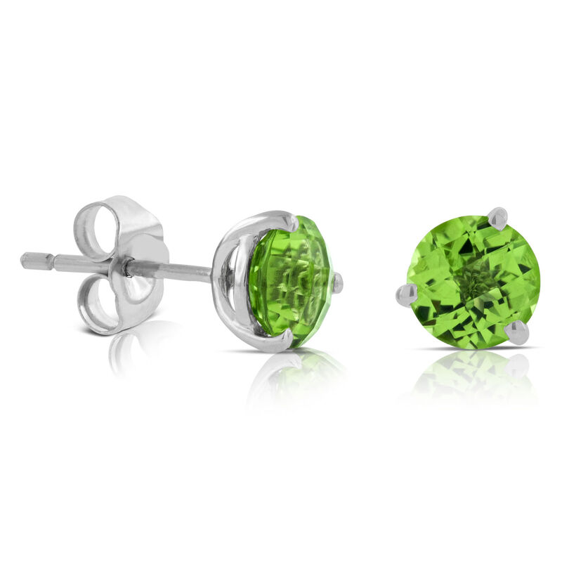 Checkered Peridot Earrings 14K, 6mm image number 0