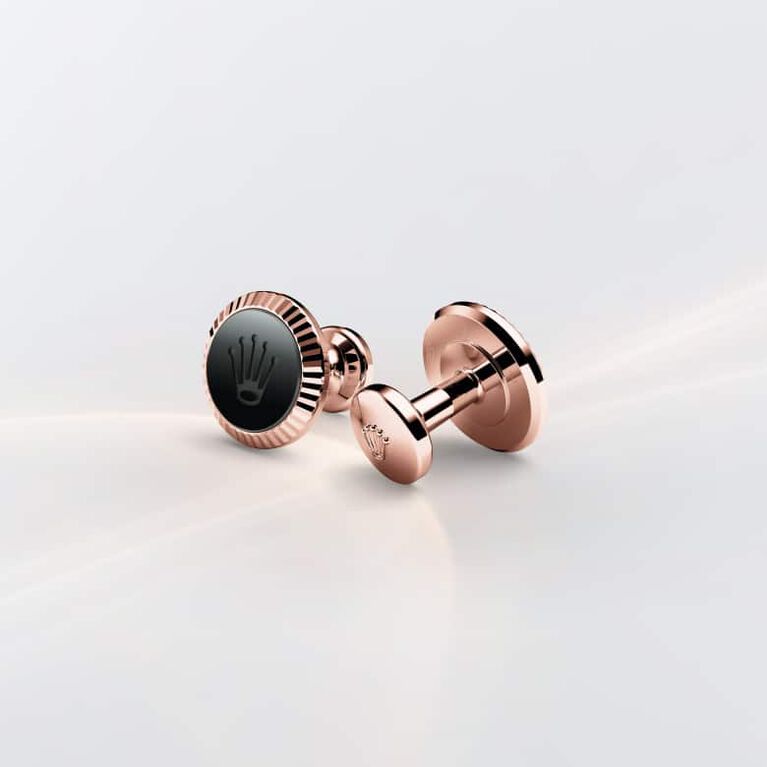 Rolex Fluted cufflinks, 18 kt Everose gold, A1035