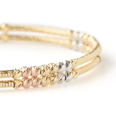Toscano Double Row Flexy Station Bracelet, 14K Tri-Color Gold