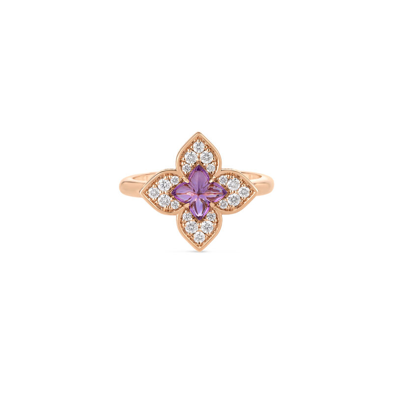 Roberto Coin 18K Rose Gold Venetian Princess Carnival Pav&eacute; Diamond And Gemstone Flower Ring image number 0
