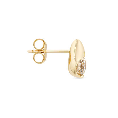 Modern Round Diamond Stud Earrings, 1 Carat Total Weight, 14K Yellow Gold