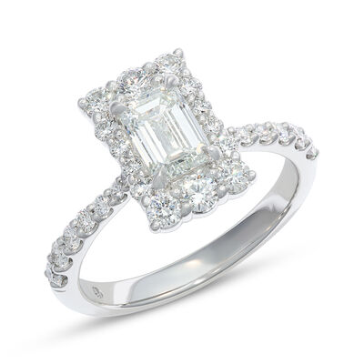Bella Ponte Emerald Cut Engagement Ring, 1 &frac12; Total Carat Weight, Platinum